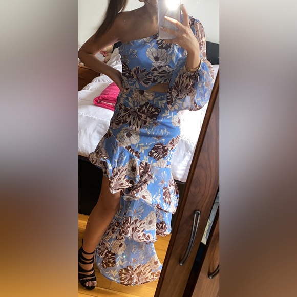 Alexis one shoulder blue/floral dress - Picture 3 of 4